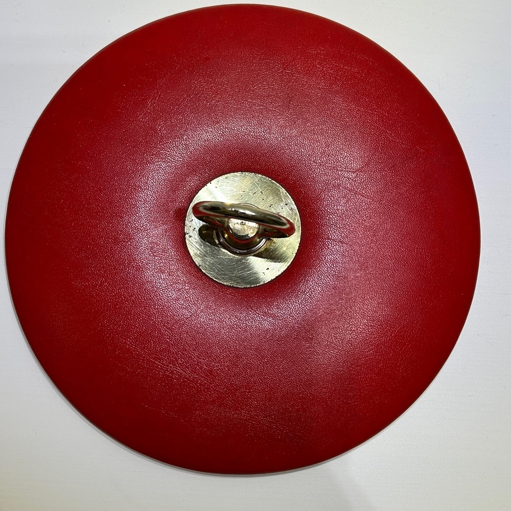 Vintage 70’s Georges Briard USA Navy / Red Leather Insulated Lidded Ice Bucket - Picture 7 of 14